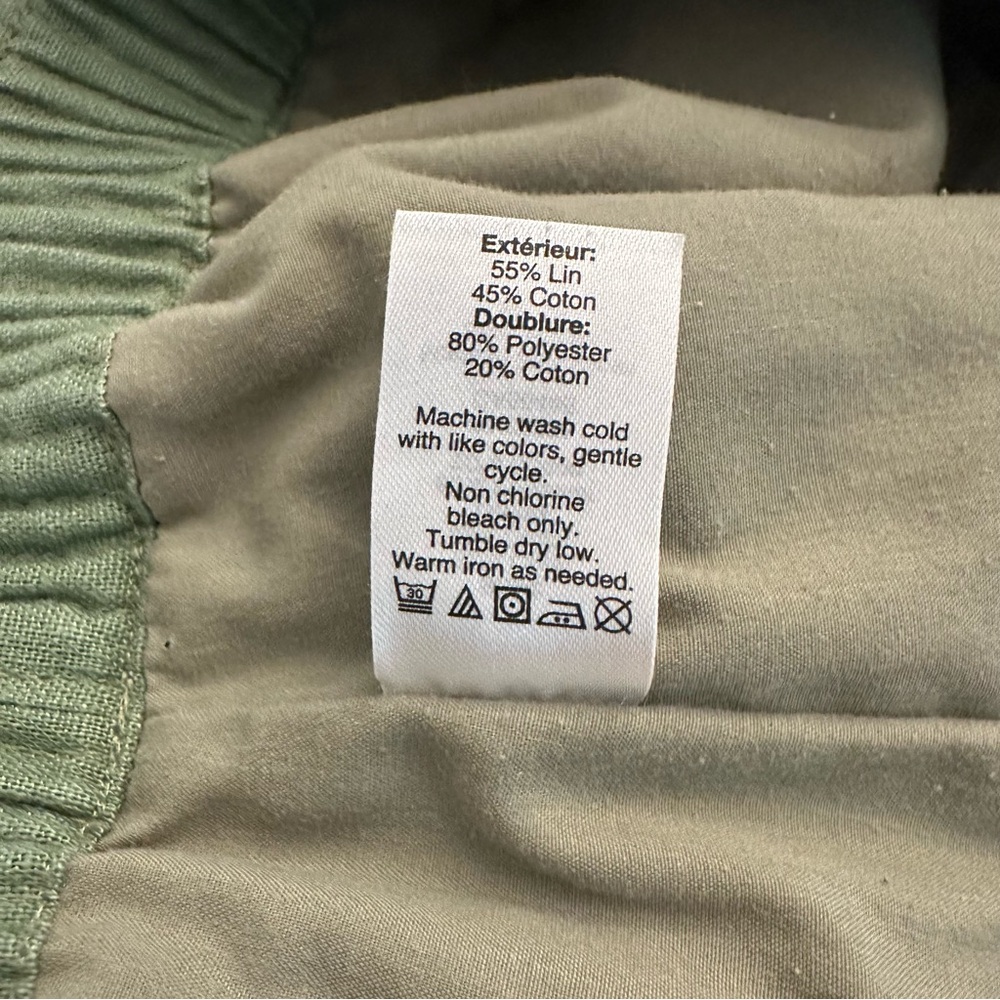 J Crew Green Scalloped Hem Mini Skirt Size 20 Preppy Linen Blend Pockets Boho - Picture 8 of 8